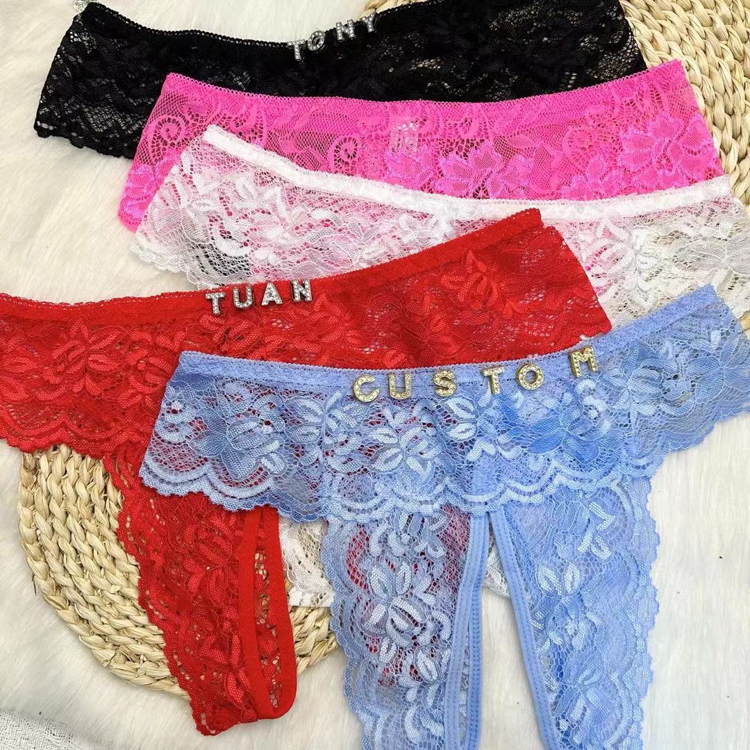 Body Jewelry Plus - プラスサイズカスタムレースパンティー、女性用XL XXL XXXLセクシーなパーソナライズドトングランジェリー、レディースTバックGストリング下着