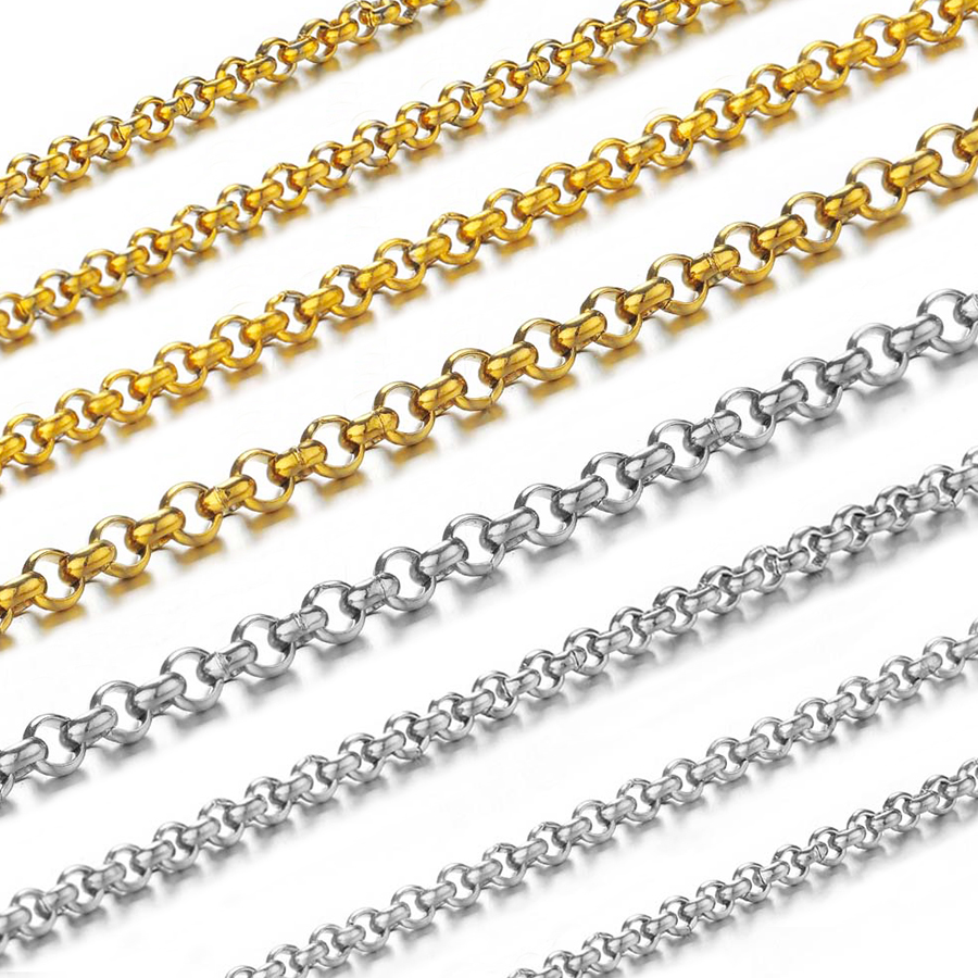 Body Jewels - 1メートル2-4mmステンレス鋼O型小円チェーン、DIYボディチェーン、ブレスレット、ネックレス、ジュエリー製作アクセサリー用
