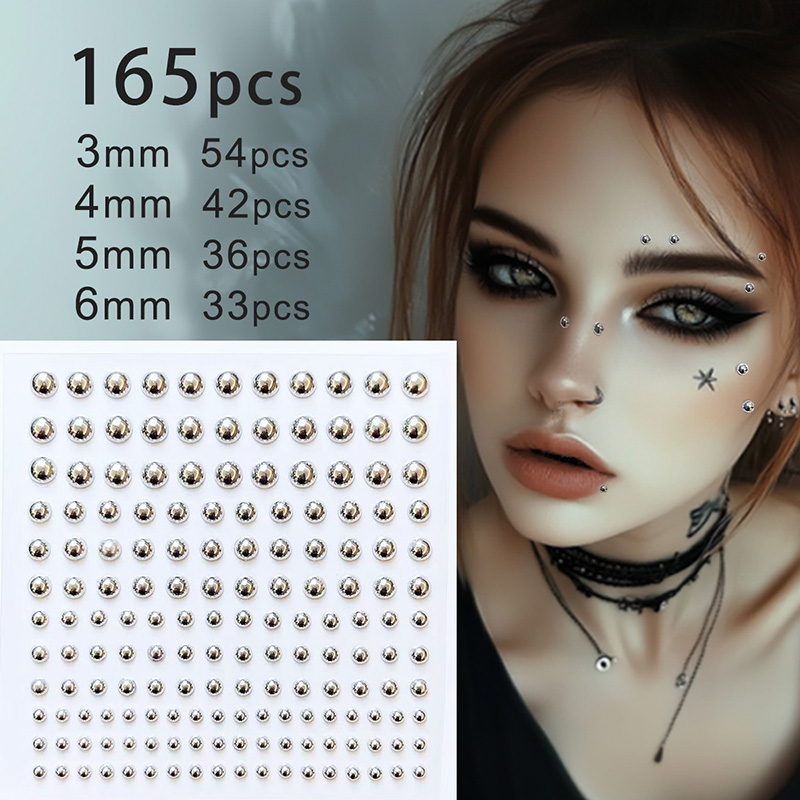 Body Jewelry Eyebrow - 3D 顔目パーティーメイクタトゥーステッカーアクリルダイヤモンドラインストーンステッカー自己粘着混合結晶顔装飾