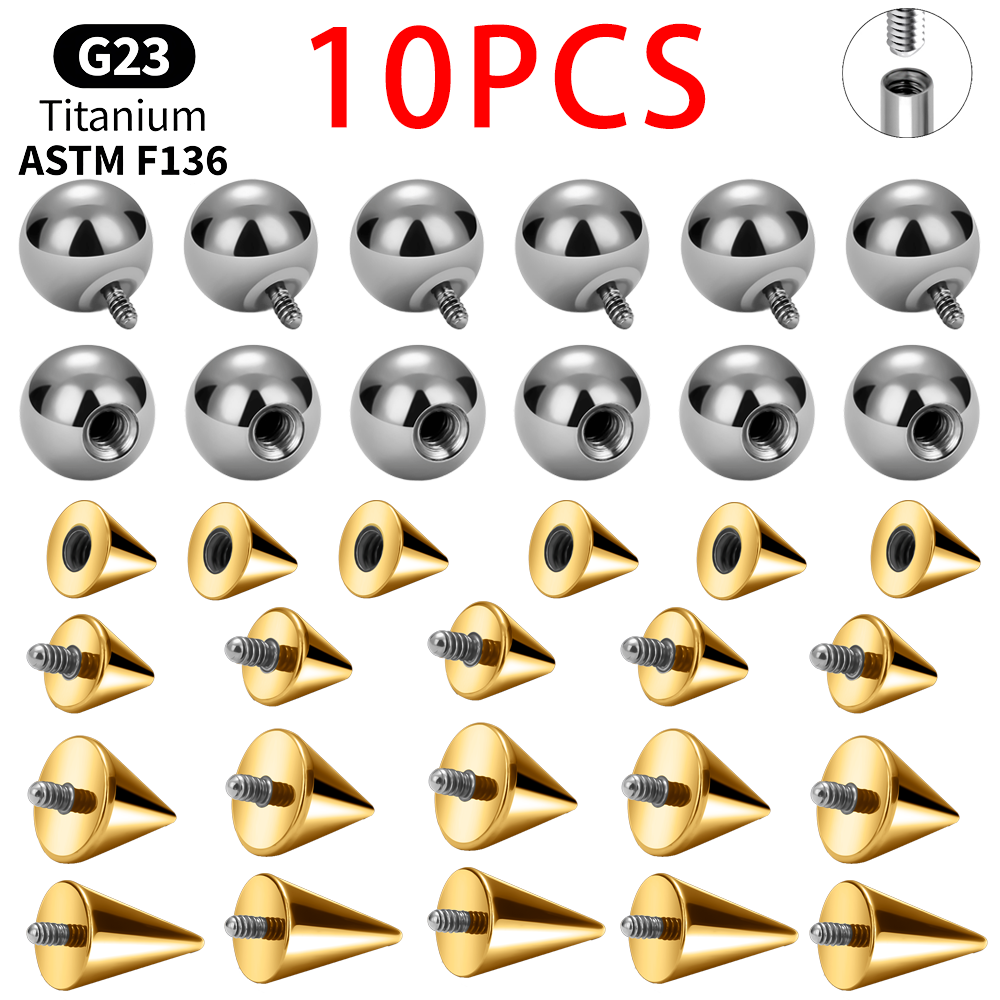 Body Jewelry Vertical Labret - チタンボールコーン交換用パーツ10個セット ヘリックス トラガス ラブレット セプタム インダストリアル