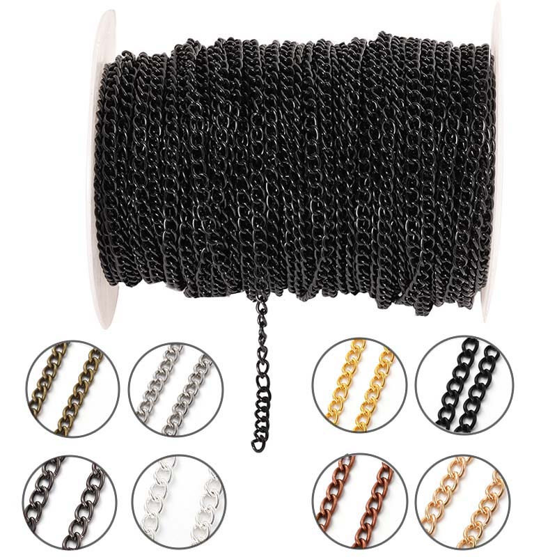 Body Jewels - 2 メートル 2.5/3.5/4.5 ミリメートル金属フラットオーバル延長薄型チェーン DIY ネックレスブレスレット衣類ボディチェーンジュエリー作成アクセサリー