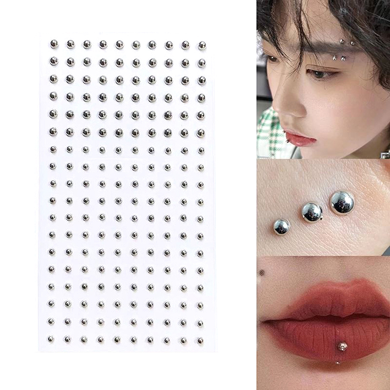 Body Jewelry Eyebrow - ダイヤモンドステッカー偽鼻ピアス自己粘着ラインストーン非ピアス目耳顔ボディジュエリー女性用ステッカークリスタル