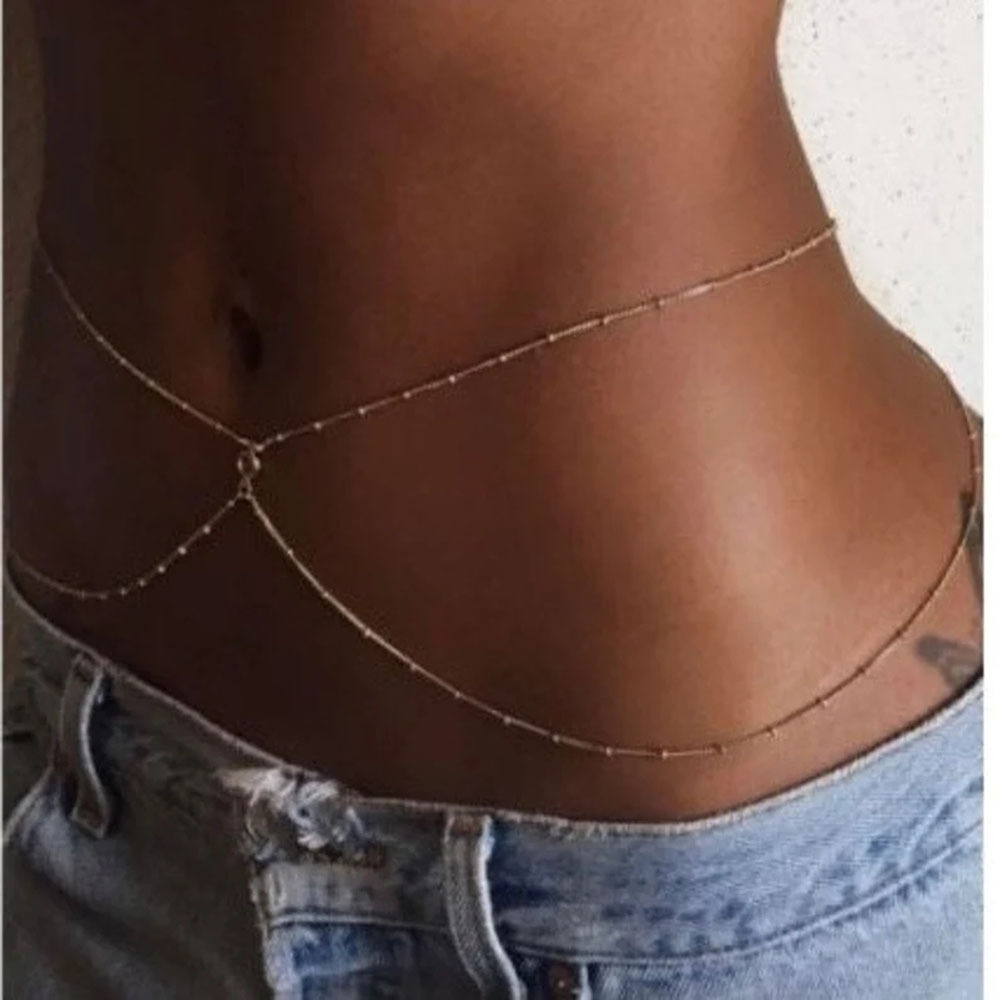 ビキニ用の調節可能なへそチェーン,ボディジュエリー,ゴールド - Body Jewelry Gold Plated のレビューと価格