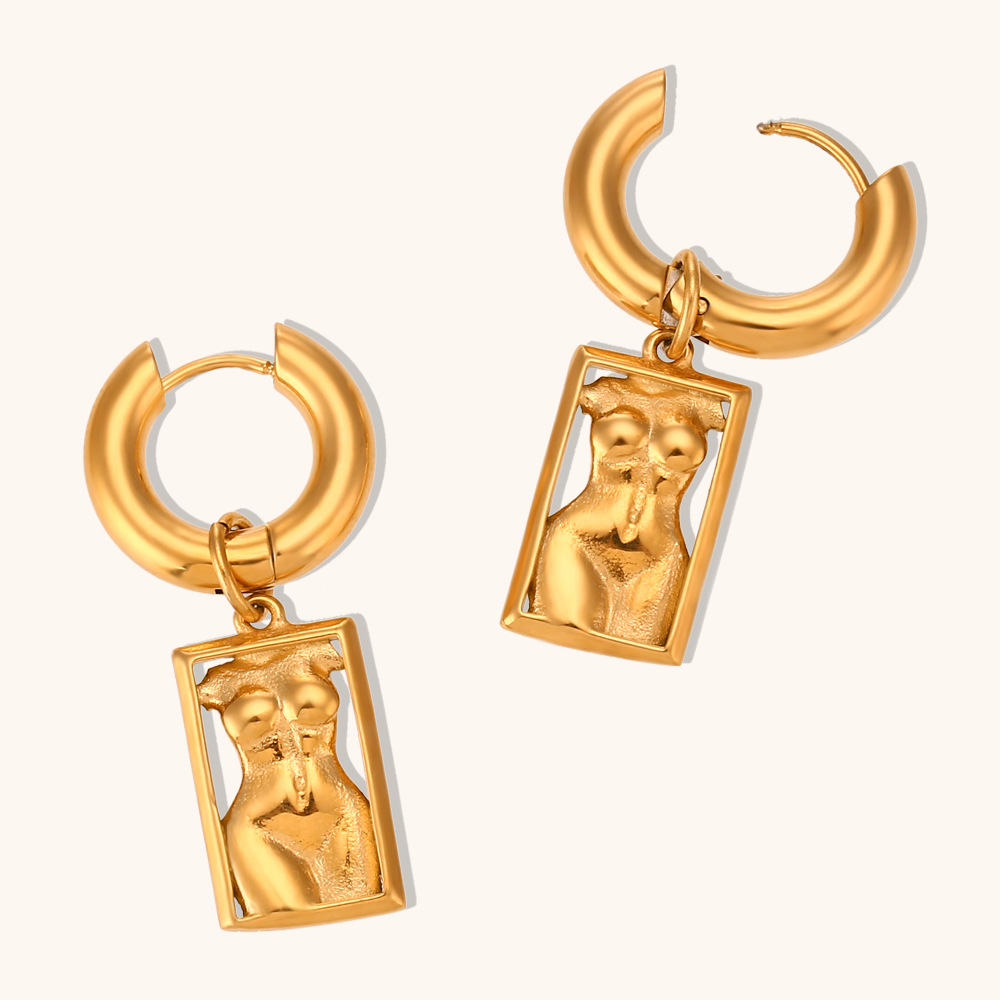 女性のためのステンレス鋼のイヤリング,長方形のボディアート, - Body Jewelry La のレビューと価格