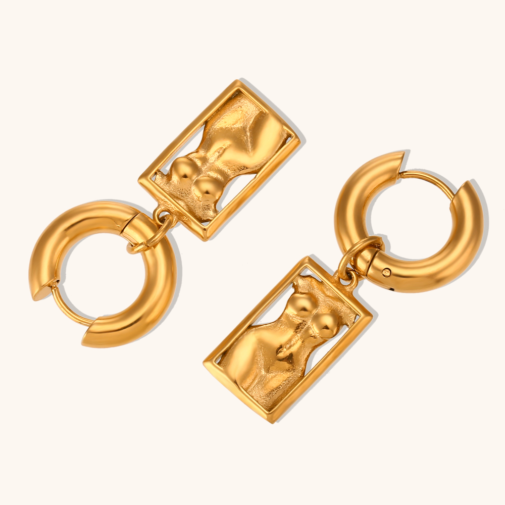 女性のためのステンレス鋼のイヤリング,長方形のボディアート, - Body Jewelry La のレビューと価格