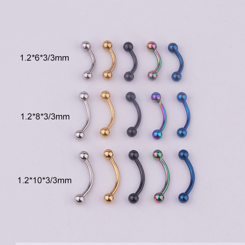 5個/ロット 16G 316Lステンレス鋼製カーブバーベル  - Body Jewelry Eyebrow のレビューと価格