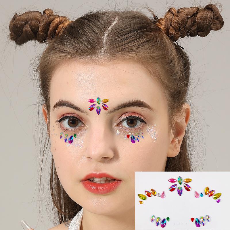 3D アイフェイスラインストーンステッカー光沢のある自己粘着 - Body Jewelry Eyebrow のレビューと価格