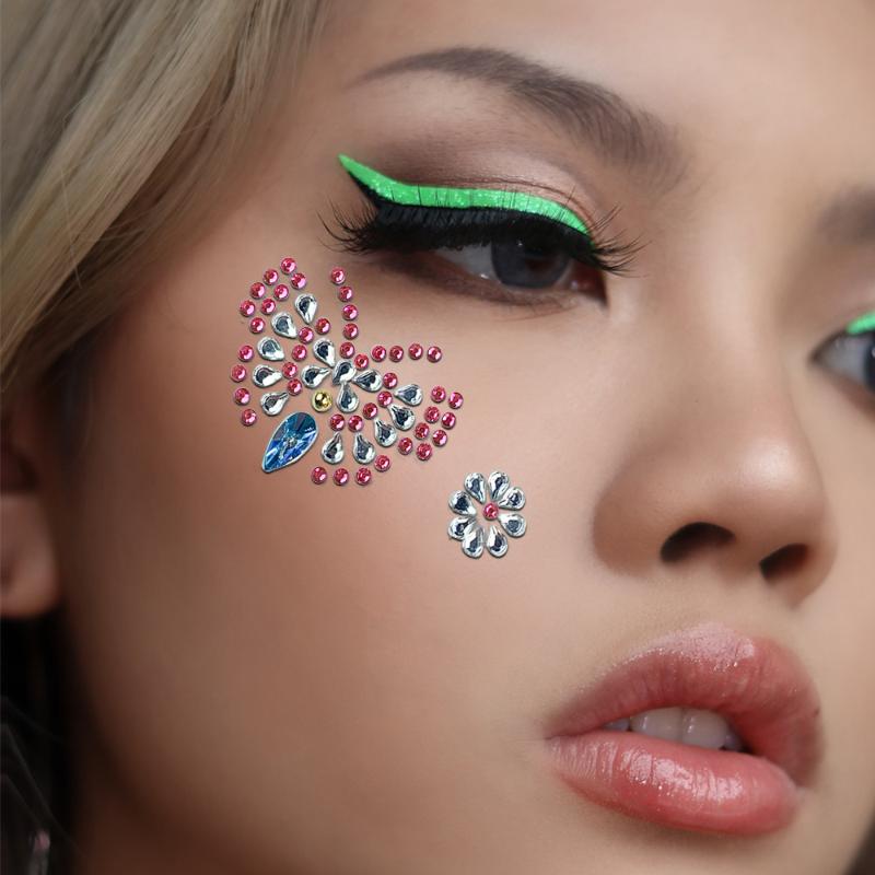 3D アイフェイスラインストーンステッカー光沢のある自己粘着 - Body Jewelry Eyebrow のレビューと価格