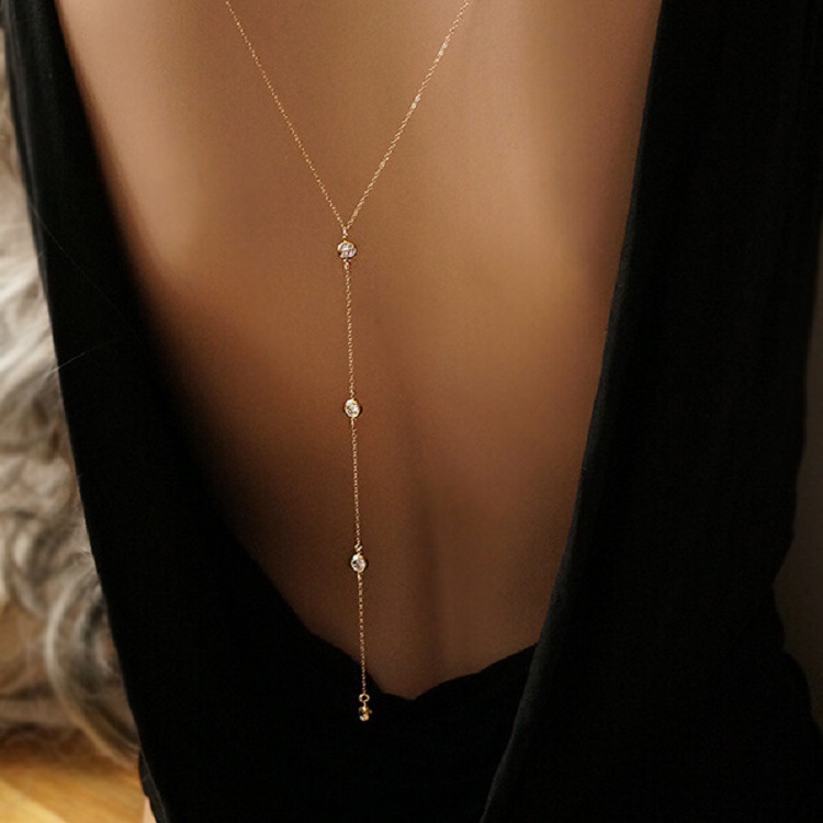 ラインストーン付きセクシーな女性用バックチェーンネックレス、 - Body Jewels のレビューと価格