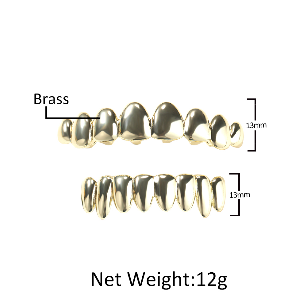 ブリンブリンキング-上下に磨かれたグリルのセット,8つの歯, - Body Jewelry Gold Plated のレビューと価格