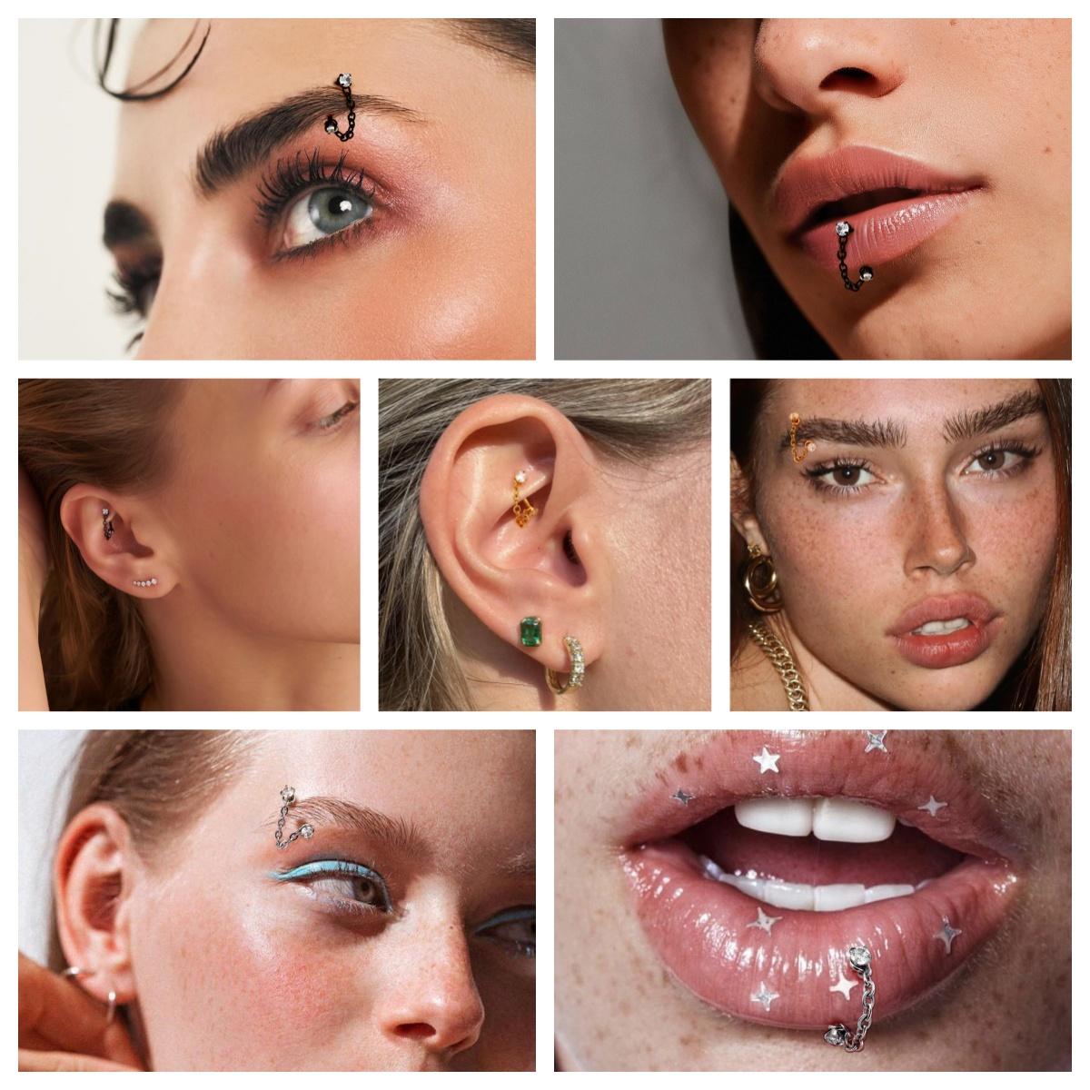 3個入り ステンレス製 16G チェーン トラガス ヘリック - Body Jewelry Vertical Labret のレビューと価格