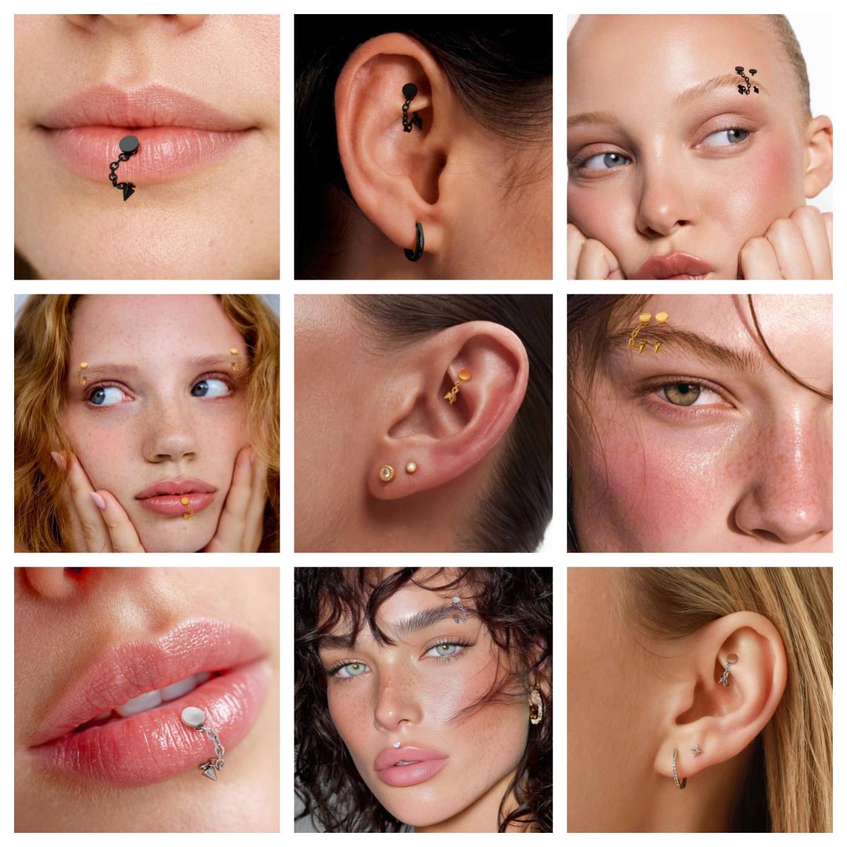 3個入り ステンレス製 16G チェーン トラガス ヘリック - Body Jewelry Vertical Labret のレビューと価格
