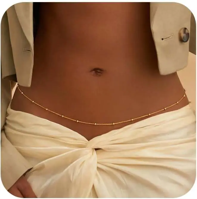 女性用調節可能なビキニボディジュエリー、女性用ウエストチェー - Body Jewelry Gold Plated のレビューと価格