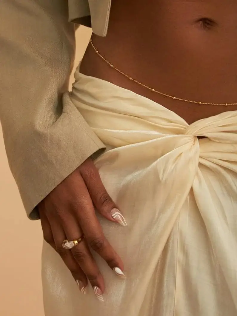 女性用調節可能なビキニボディジュエリー、女性用ウエストチェー - Body Jewelry Gold Plated のレビューと価格