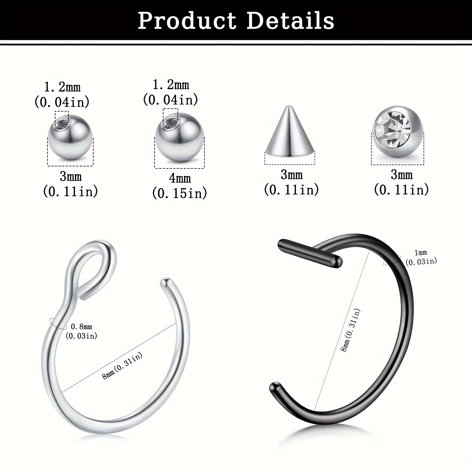フェイクピアス、フェイクリップリング、フェイクノーズリング、 - Body Jewelry Eyebrow のレビューと価格