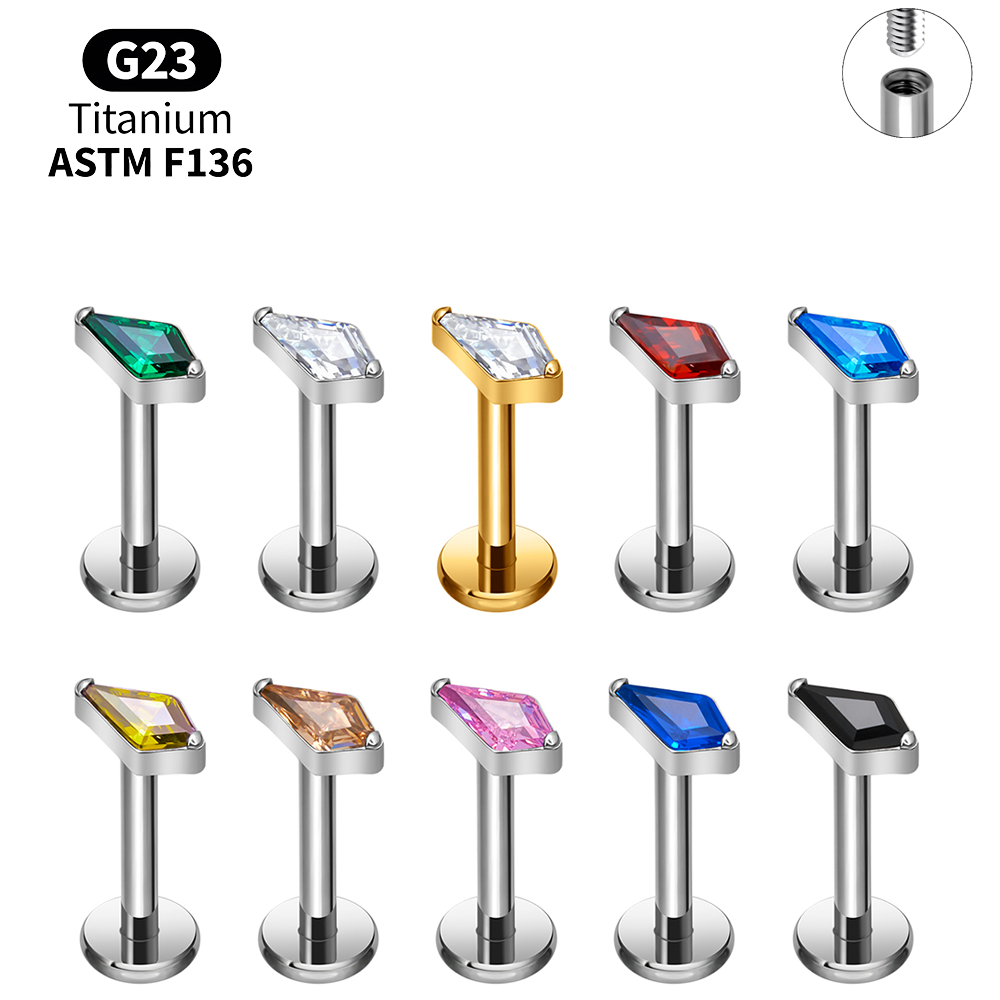 チタン製カイトCZ内ネジラブレットスタッドセット ヘリックス - Body Jewelry Vertical Labret のレビューと価格