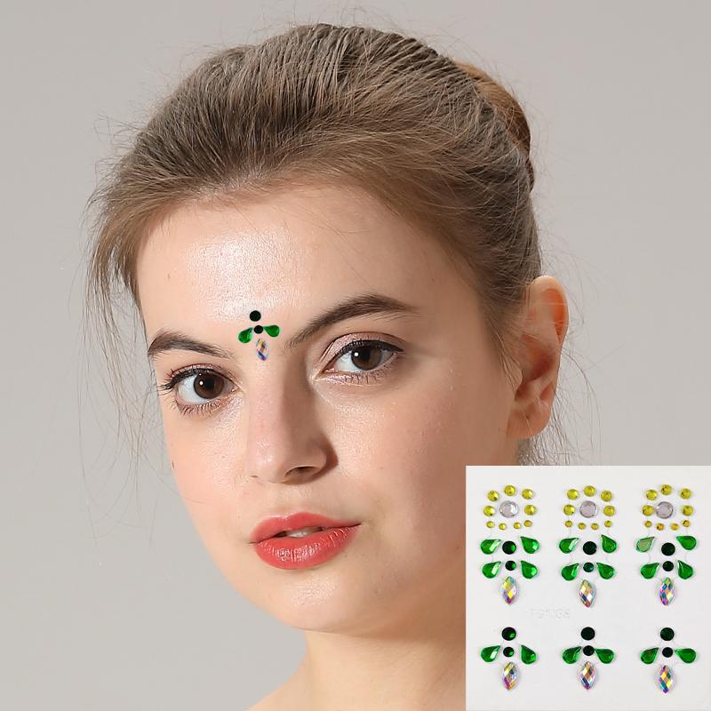 レイブメイクアップ 3D フェイスラインストーンステッカー  - Body Jewelry Eyebrow のレビューと価格