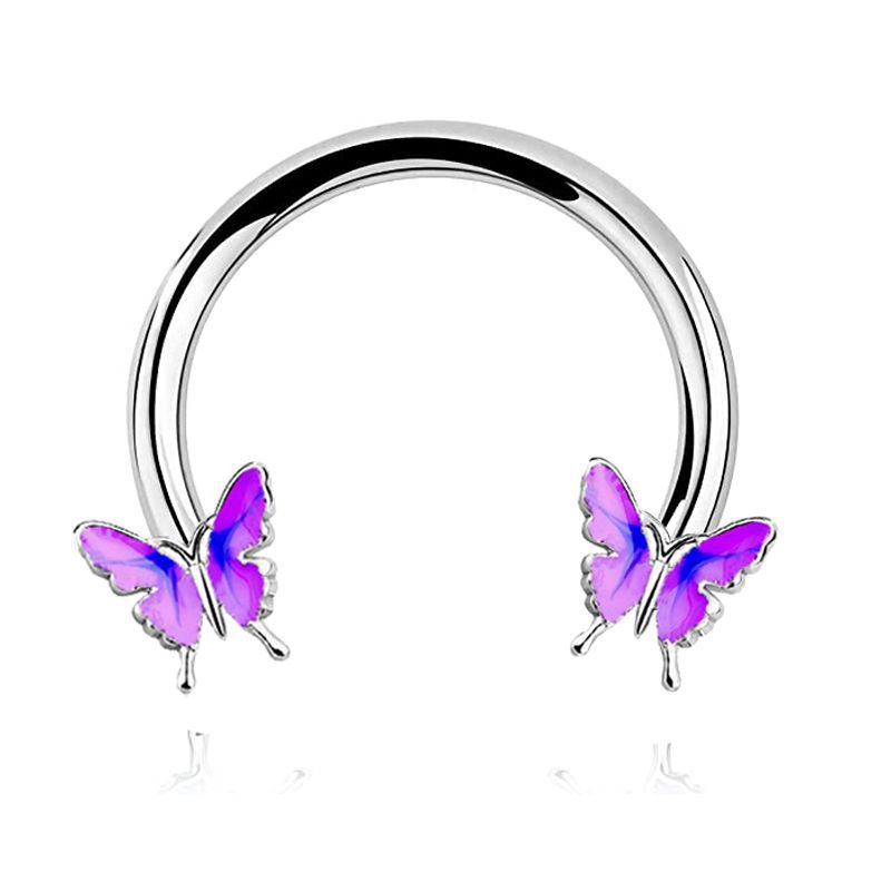 女性のためのピンクの蝶のステンレス鋼のノーズリング、偽のピア - Body Jewelry La のレビューと価格