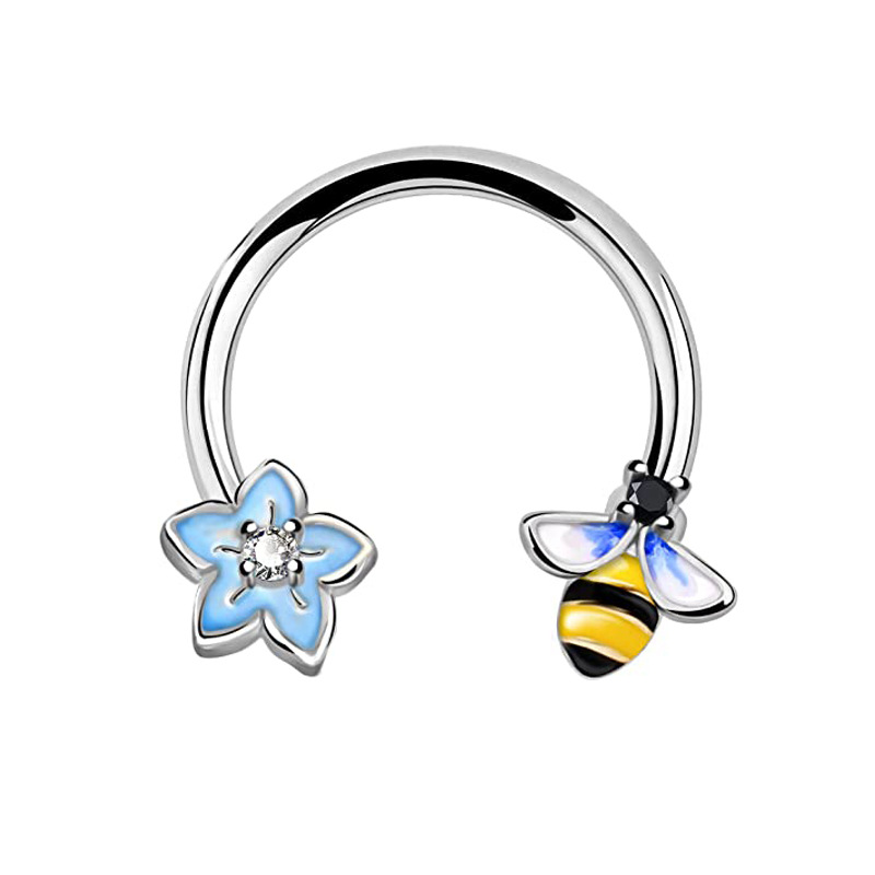 女性のためのピンクの蝶のステンレス鋼のノーズリング、偽のピア - Body Jewelry La のレビューと価格