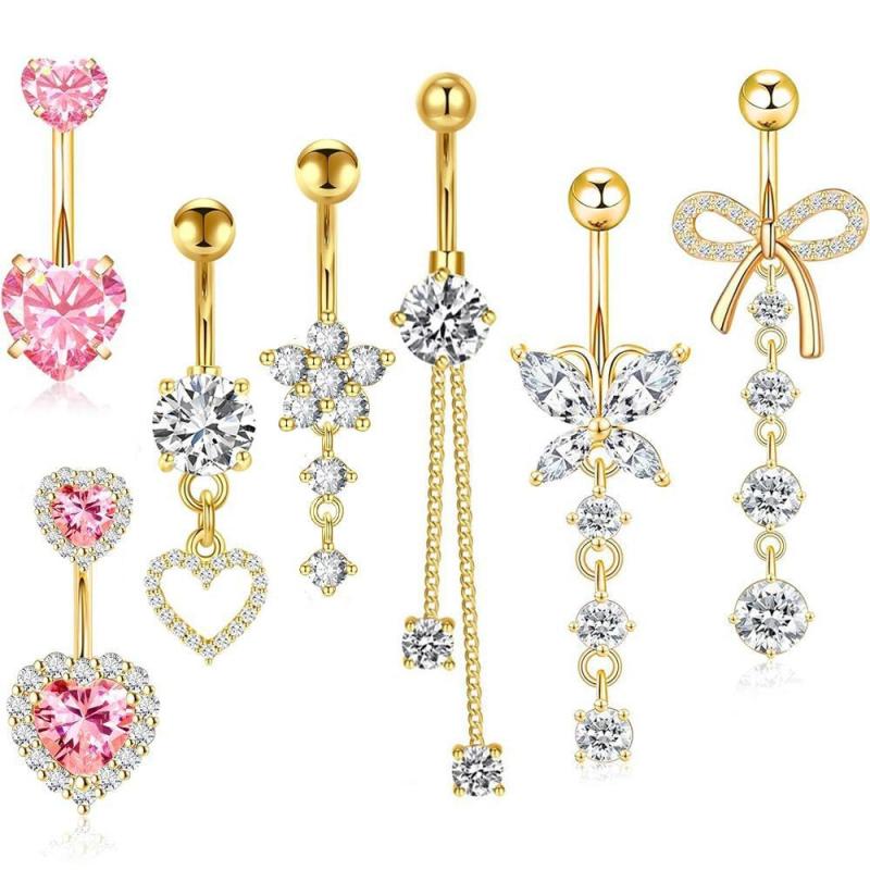 [LA] 1 個シンプルなハートへそリング女性ガールズファッ - Body Jewelry La のレビューと価格