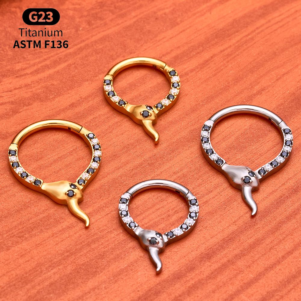 G23チタン製クリッカーフープセット、セプタムリング、スネー - Body Jewelry Vertical Labret のレビューと価格