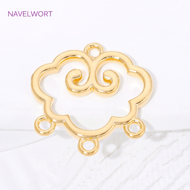 1/2/4個入り 18K金メッキ真鍮製雲形コネクターチャーム - Body Jewelry Diy のレビューと価格