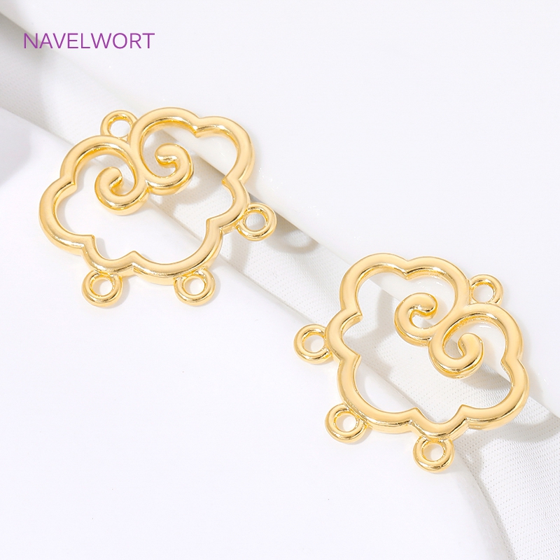 1/2/4個入り 18K金メッキ真鍮製雲形コネクターチャーム - Body Jewelry Diy のレビューと価格