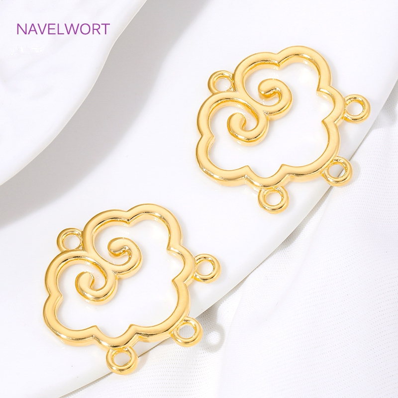1/2/4個入り 18K金メッキ真鍮製雲形コネクターチャーム - Body Jewelry Diy のレビューと価格