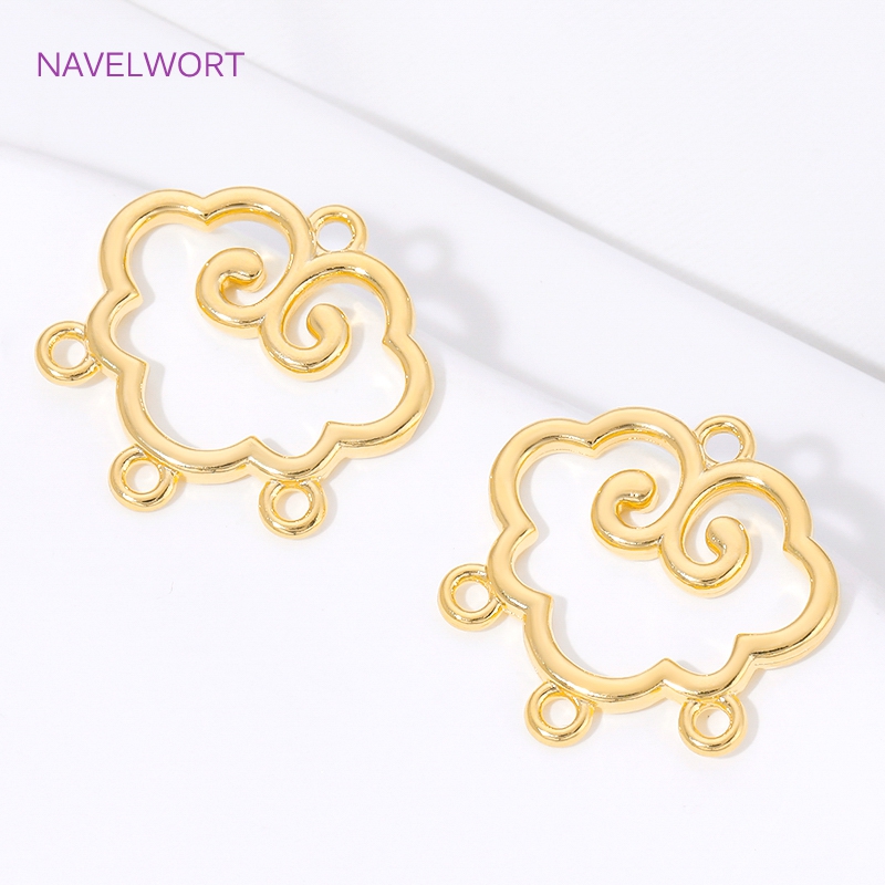 1/2/4個入り 18K金メッキ真鍮製雲形コネクターチャーム - Body Jewelry Diy のレビューと価格
