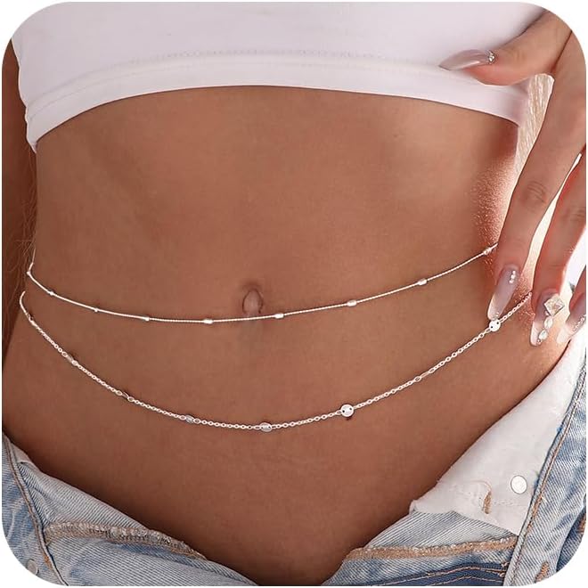 女性用防水ボディチェーン 18K金メッキ ウエストビーズチェ - Body Jewelry Gold Plated のレビューと価格