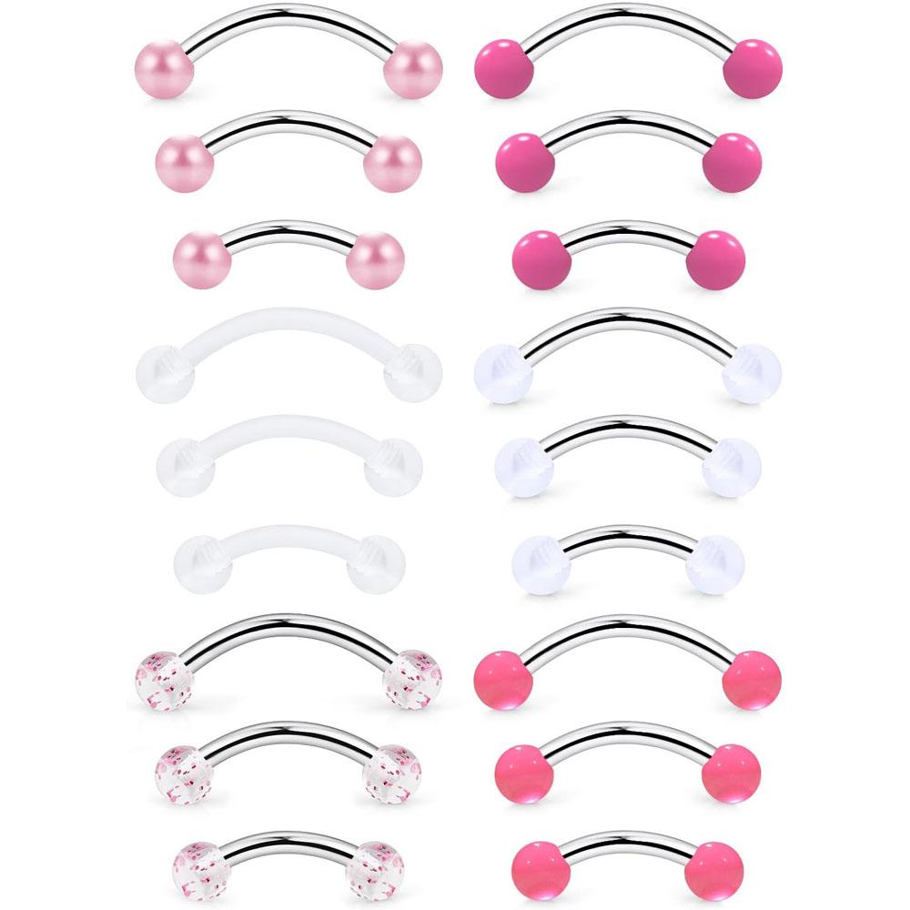 1/18個セット 16G 6/8/10mm アイブロウ ルッ - Body Jewelry Vertical Labret のレビューと価格