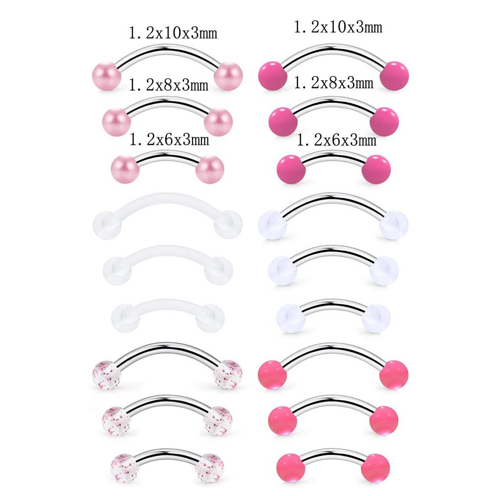 1/18個セット 16G 6/8/10mm アイブロウ ルッ - Body Jewelry Vertical Labret のレビューと価格