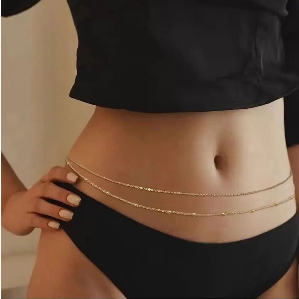 ヒップホップ二層ベリーチェーン女性のための Y2K ゴールド - Body Jewels のレビューと価格