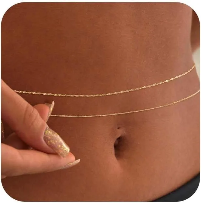 14K金メッキ 26-33インチ 調節可能なウエストビーズチ - Body Jewelry Gold Plated のレビューと価格