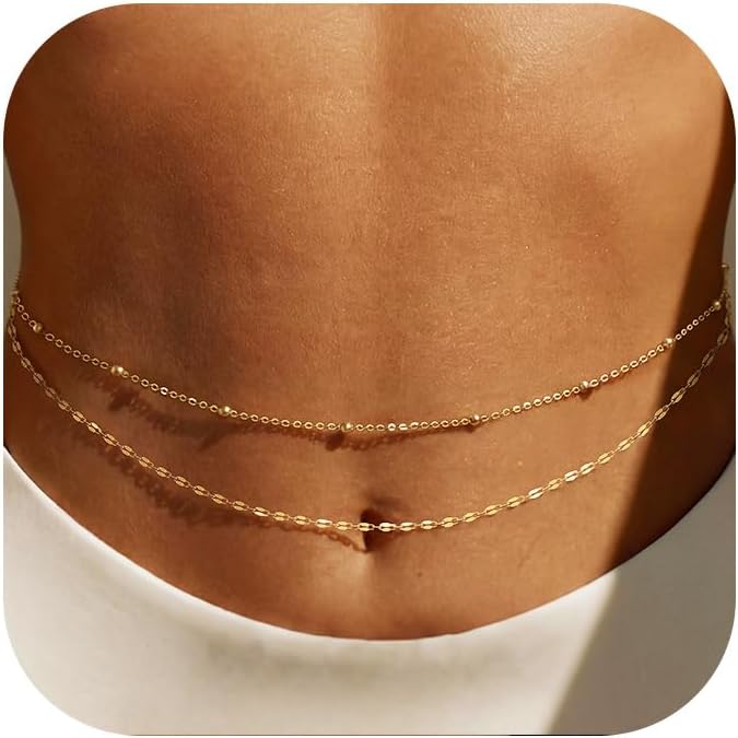 14K金メッキウエストチェーン、女性用レイヤードウエストビー - Body Jewelry Gold Plated のレビューと価格