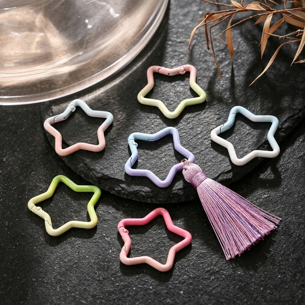 5 個のグラデーション星形スプリングリングクラスプカラフルな - Body Jewelry Diy のレビューと価格