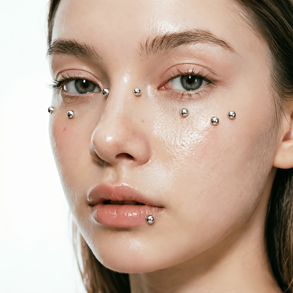 ピアス不要の自己粘着式フェイクピアスキット4点セット、リップ - Body Jewelry Eyebrow のレビューと価格